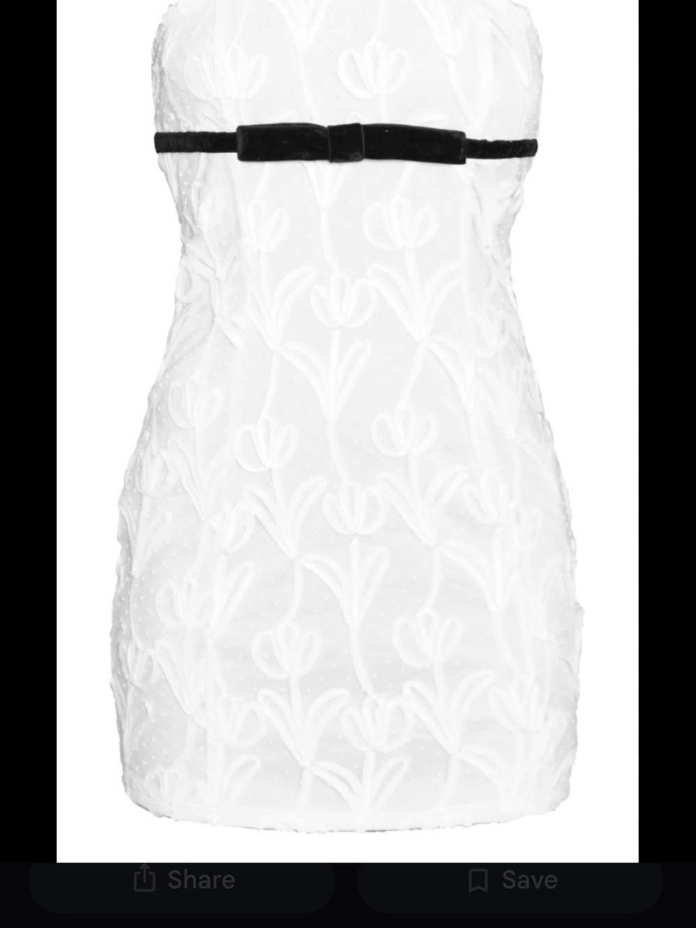 PrettyLittleThing White Strapless Mini Dress with Black Waist Ribbon